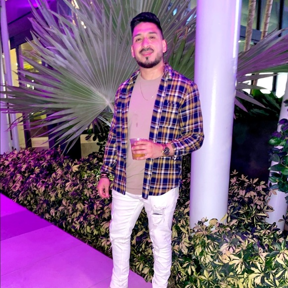 Medium J Crew Flannel Blue and Yellow - Picture 3 of 3